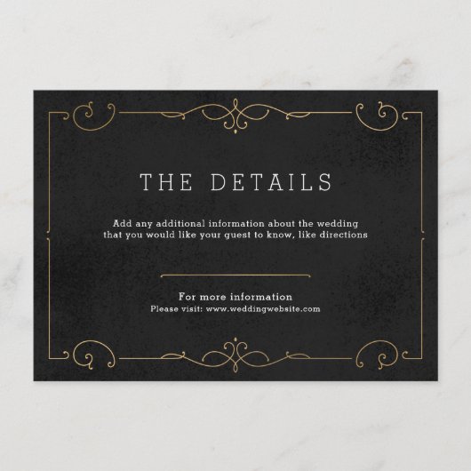 Elegante moderne klassieke trouwdetailkaart informatiekaartje (Voorkant)