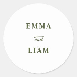 Elegante moderne klassieke trouwmonogramsticker ronde sticker