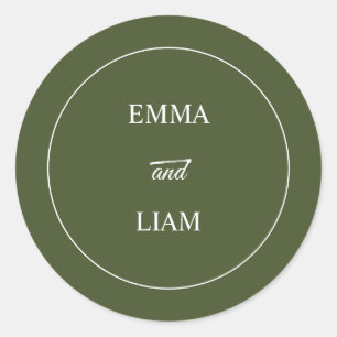 Elegante moderne klassieke trouwmonogramsticker ronde sticker