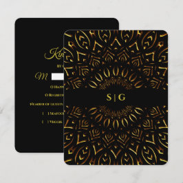 Elegante moderne klassieke zwart-gouden RSVP-kaart RSVP Kaartje