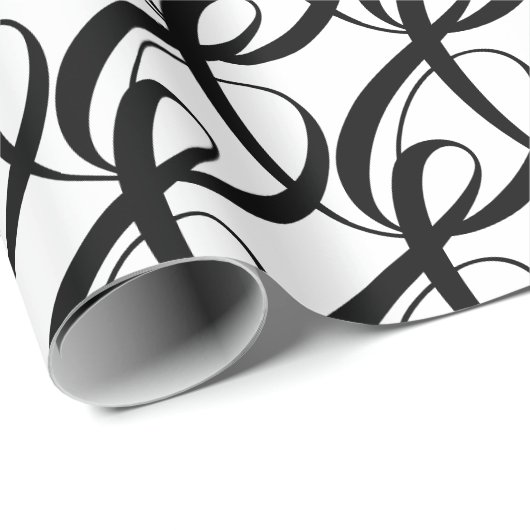 Elegante, moderne klassieke zwart-witte bruiloft cadeaupapier (Rol Hoek)