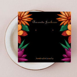 Elegante moderne kleurrijke bloemen oorbel display vierkante visitekaartjes