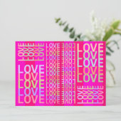 Elegante, moderne kleurrijke "LOVE" typografie kun Kaart (Staand voorkant)