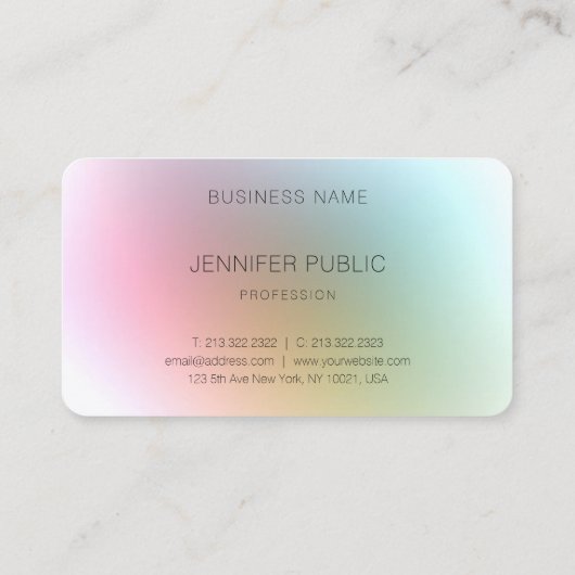 Elegante moderne kleurrijke premium zijdeafwerking visitekaartje (Achterkant)