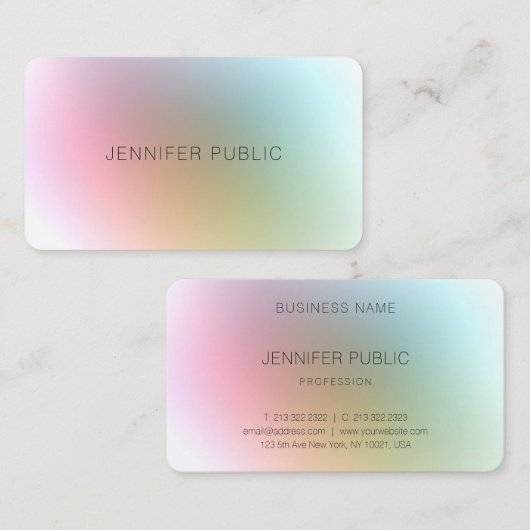 Elegante moderne kleurrijke premium zijdeafwerking visitekaartje (Voorkant / Achterkant)