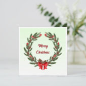 Elegante moderne kleurrijke vrolijke kerstkrans feestdagenkaart (Staand voorkant)