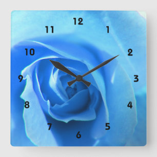 elegante, moderne, koele blauwe roos bloem. vierkante klok