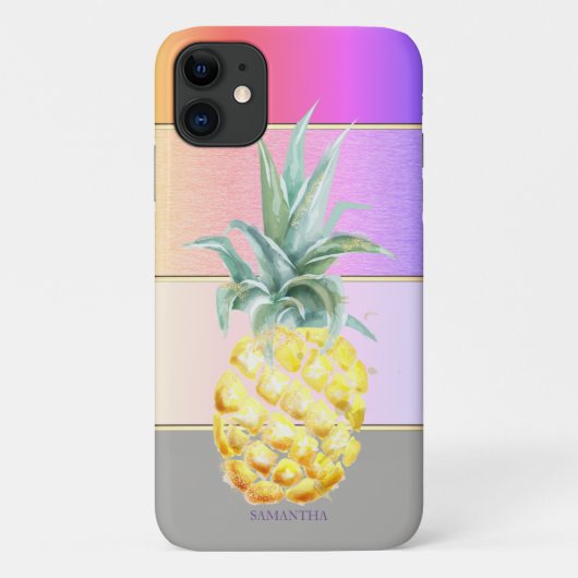 Elegante moderne koele gestreepte ananas Case-Mate iPhone case (Achterkant)