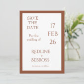 Elegante moderne koperen bruiloft save the date (Staand voorkant)