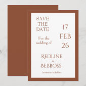 Elegante moderne koperen bruiloft save the date (Voorkant / Achterkant)