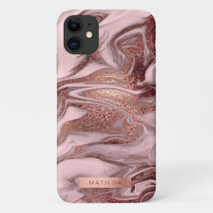 Elegante moderne koperen roze gouden roze marmer l Case-Mate iPhone case