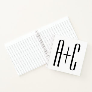 Elegante moderne koppel initials Wit & Zwart Notitieboek