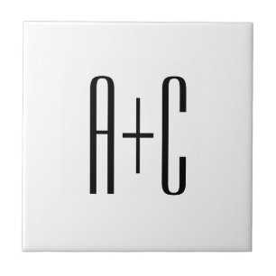Elegante moderne koppel initials Wit & Zwart Tegeltje