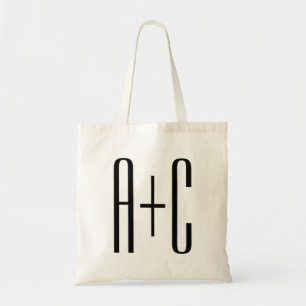 Elegante moderne koppel initials Wit & Zwart Tote Bag