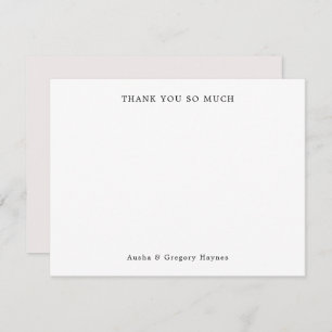 Elegante moderne koppel typografie Ecru Dank u Notitiekaartje
