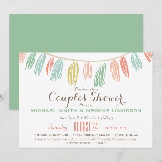 Elegante, moderne koppels bruiloft douche kaart (Voorkant / Achterkant)