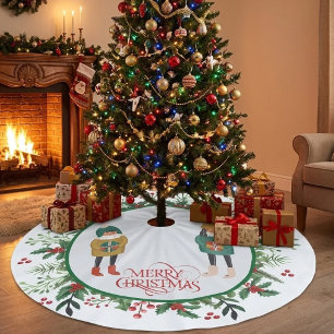 Elegante Moderne Krans en Script Gelukkig Kerstmis Kerstboom Rok