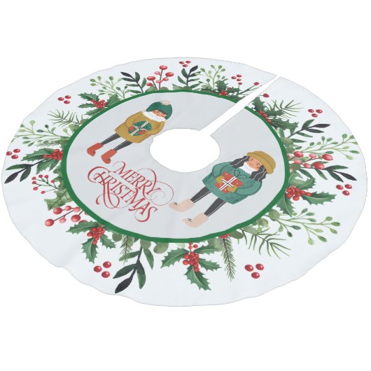 Elegante moderne krans en script Vrolijk kerstfees Kerstboom Rok (Gekanteld)