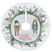 Elegante moderne krans en script Vrolijk kerstfees Kerstboom Rok (Voorkant)