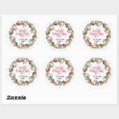 Elegante moderne krans en script Vrolijk kerstfees Ronde Sticker (Vel)