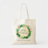 Elegante moderne krans familienaam Prettig Kerstfe Tote Bag (Voorkant)