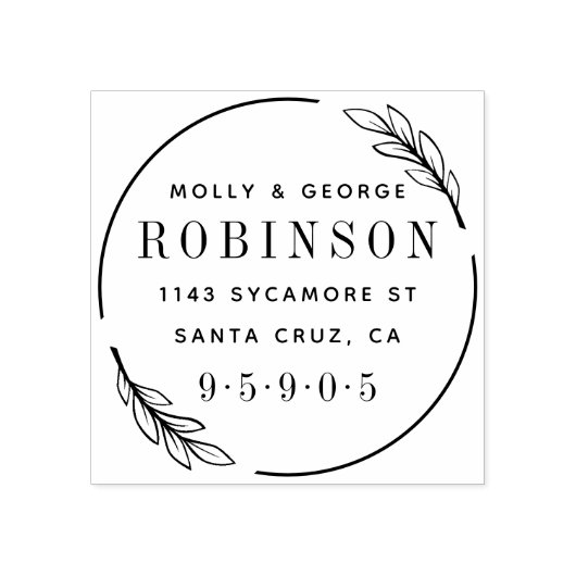 Elegante moderne krans net getrouwd retour adres rubberstempel (Afrduk)