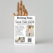 Elegante moderne krant Quinceañera qr code Save The Date