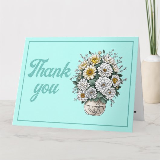 Elegante moderne kunstbloem in een vaas bedankje bedankkaart (Voorkant)