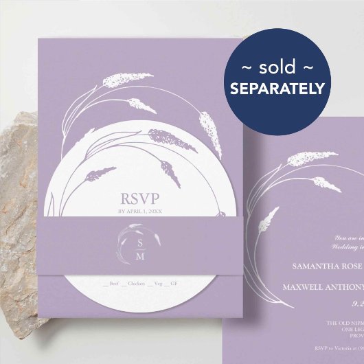 Elegante moderne lavendel bruiloft kaart