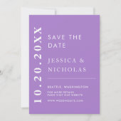 Elegante moderne lavendel minimalistische bruiloft save the date (Voorkant)