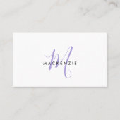 Elegante moderne lavendel script monogram QR-code Visitekaartje (Voorkant)