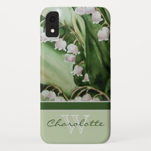 Elegante moderne Lelie van de Vallei Monogram Naam Case-Mate iPhone Case (Achterkant)