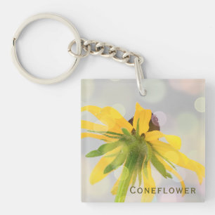Elegante, moderne, leuke gele Coneflower Wild Flow Sleutelhanger