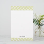Elegante, moderne licht limoengroene vierlobbig ma briefpapier (Staand voorkant)