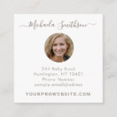 Elegante moderne licht sjabloon pasgeboren fotogra vierkante visitekaartje (Achterkant)