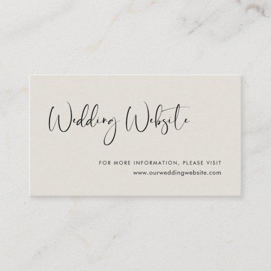 Elegante & moderne lichte salie bruiloft website k informatiekaartje (Voorkant)