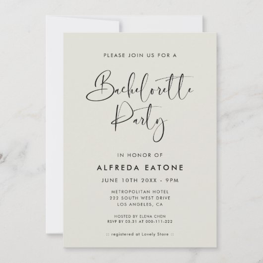 Elegante moderne Lichte salie groen Bachelorette P Kaart (Voorkant)