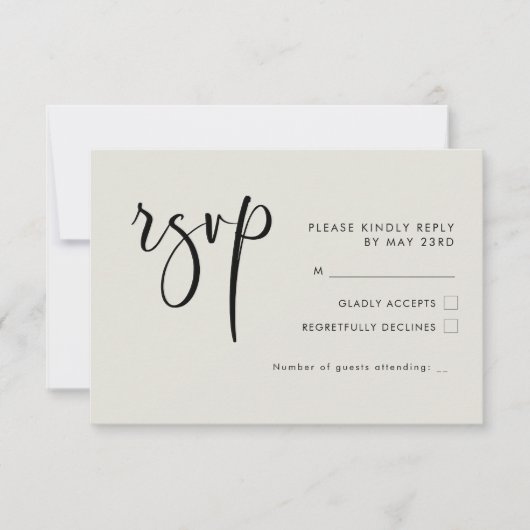 Elegante & moderne Lichte salie groene bruiloft RS RSVP Kaartje (Voorkant)