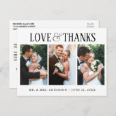 Elegante moderne liefde en dank trouw 3 foto briefkaart (Voorkant / Achterkant)