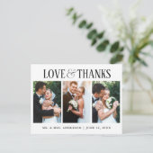 Elegante moderne liefde en dank trouw 3 foto briefkaart (Staand voorkant)