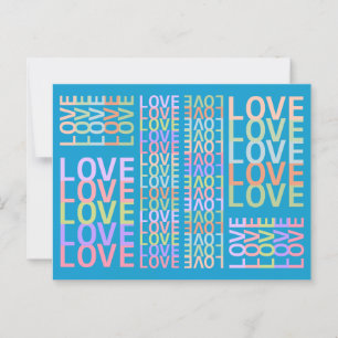 Elegante moderne "LIEFDE" kleuren op rijke blauwe  Briefkaart