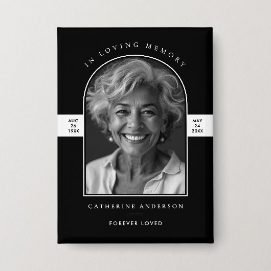 Elegante moderne liefdevolle geheugen boog foto mo button (Voorkant)