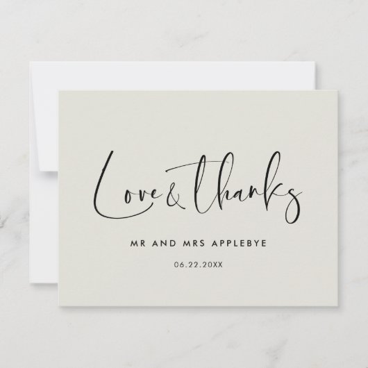 Elegante & moderne Light sage bruiloft Liefde & be Bedankkaart (Voorkant)