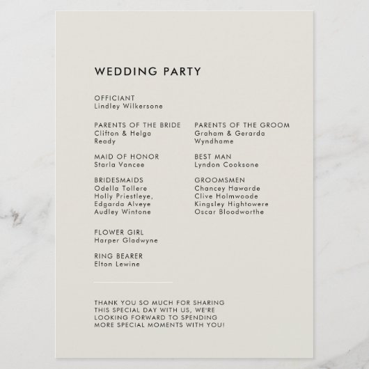 Elegante & moderne Light Sage groene bruiloft Programmakaart (Achterkant)