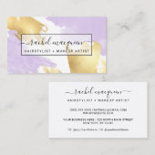 Elegante moderne Lila Paarse gouden penseelstreek Visitekaartje (Voorkant / Achterkant)