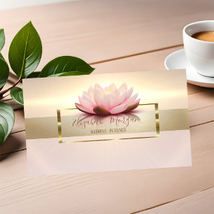 Elegante moderne lotus glanzende gouden lijst visitekaartje
