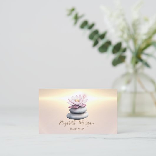 Elegante moderne Lotus Zen Stones Visitekaartje (Staand voorkant)