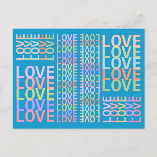 Elegante moderne "LOVE" kleuren op Rich Blue Brief Briefkaart (Voorkant)