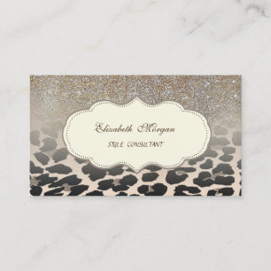 Elegante Moderne Luipaardprint Glitter Ombre Visitekaartje