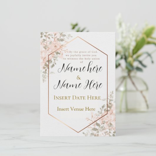 Elegante moderne luxe bruiloft uitnodiging | Roos (Staand voorkant)